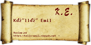 Kálló Emil névjegykártya